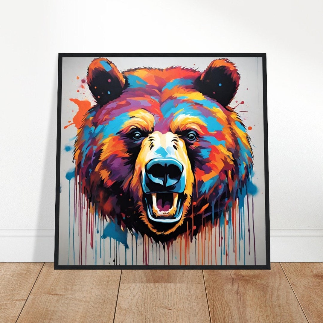 Bear Pop Art Bear Painting Grizzly Bear Pop Art Pop Art Etsy