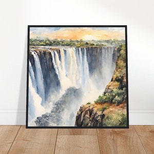 Victoria Falls kunst, Victoria Falls schilderij, Victoria Falls aquarel kunst, aquarel, aquarel prints, aquarel tekenen