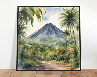 Arenal Volcano Art, Arenal Volcano Painting, Arenal Volcano Watercolor Art, Watercolor Painting, Watercolor Prints, Watercolor Drawing
