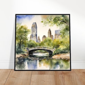 Central Park Art, Central Park-schilderij, Central Park-aquarelkunst, Aquarelkunst, Aquarelprints, Aquareltekening, Woondecoraties