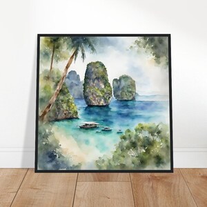 Phi Phi-eilanden Kunst, Phi Phi-eilanden Schilderij, Phi Phi-eilanden aquarelkunst, aquarel schilderen, Aquarelprints, Aquareltekening
