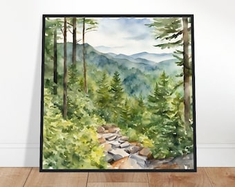 Great Smoky Mountains National Park Art, Great Smoky Mountains Painting, Great Smoky Mountains Watercolor Art, Watercolor Painting, Prints