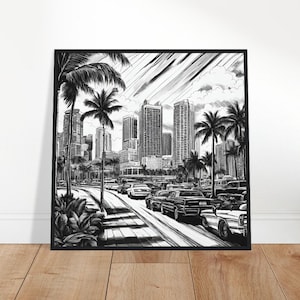 Miami Art, Miami Painting, Miami Line Art, Line Art Painting, Line Art Prints, Line Art Drawing, Home Decor, Wall Art