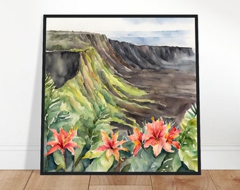 Hawaii Volcanoes National Park Art, Hawaii Volcanoes National Park Painting, Hawaii Volcanoes National Park Watercolor Art, Watercolor