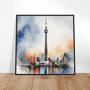 CN Tower Art, CN Tower schilderij, CN Tower aquarel kunst, aquarel, aquarel prints, aquarel tekenen, decor van het huis, kunst aan de muur