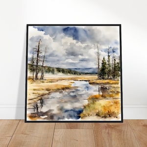 Yellowstone National Park Art, Yellowstone schilderij, Yellowstone aquarel kunst, aquarel, aquarel prints, aquarel tekenen