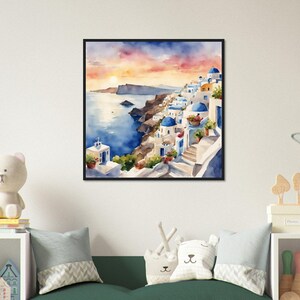 Santorinikonst, Santorinimålning, Santorini akvarellkonst, Akvarellmålning, Akvarelltryck, Akvarellteckning, Heminredning, Konst bild 8
