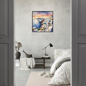 Santorinikonst, Santorinimålning, Santorini akvarellkonst, Akvarellmålning, Akvarelltryck, Akvarellteckning, Heminredning, Konst bild 7