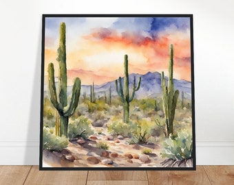 Saguaro National Park Art, Saguaro Painting, Saguaro Watercolor Art, Watercolor Painting, Watercolor Prints, Watercolor Drawing, Home Decor
