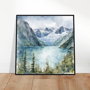 Glacier Bay National Park Art, Glacier Bay schilderij, Glacier Bay aquarel kunst, aquarel, aquarel prints, aquarel tekenen