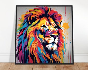 Lion Pop Art, Lion Painting, Nature Pop Art, Pop Art Painting, Pop Art Prints, Pop Art Drawing, Home Decor, Wall Art