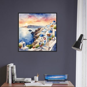 Santorinikonst, Santorinimålning, Santorini akvarellkonst, Akvarellmålning, Akvarelltryck, Akvarellteckning, Heminredning, Konst bild 10