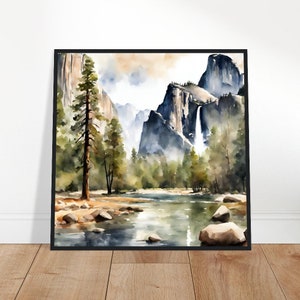 Yosemite-Nationalpark-Kunst, Yosemite-Nationalpark-Gemälde, Yosemite-Nationalpark-Aquarellkunst, Aquarellmalerei, Aquarelldrucke