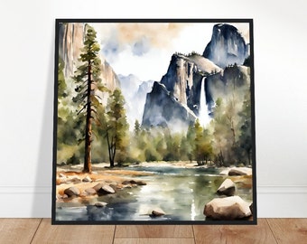 Yosemite National Park Art, Yosemite National Park Painting, Yosemite National Park Watercolor Art, Watercolor Painting, Watercolor Prints