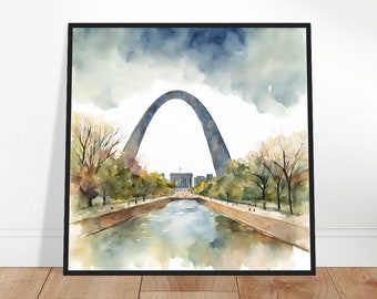 Gateway Arch National Park Art, Gateway Arch Painting, Gateway Arch Watercolor Art, Watercolor Painting, Watercolor Prints, Watercolor Print