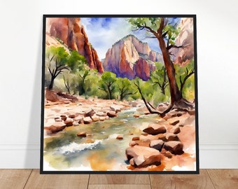 Zion National Park Art, Zion National Park Painting, Zion National Park Watercolor Art, Watercolor Painting, Watercolor Prints, Watercolor