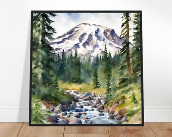Mount Rainier Art, Mount Rainier Painting, Mount Rainier Watercolor Art, Watercolor Painting, Watercolor Prints, Watercolor Drawing