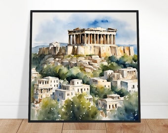 Acropolis Art, Acropolis Painting, Acropolis Watercolor Art, Watercolor Painting, Watercolor Prints, Watercolor Drawing, Home Decor, Art