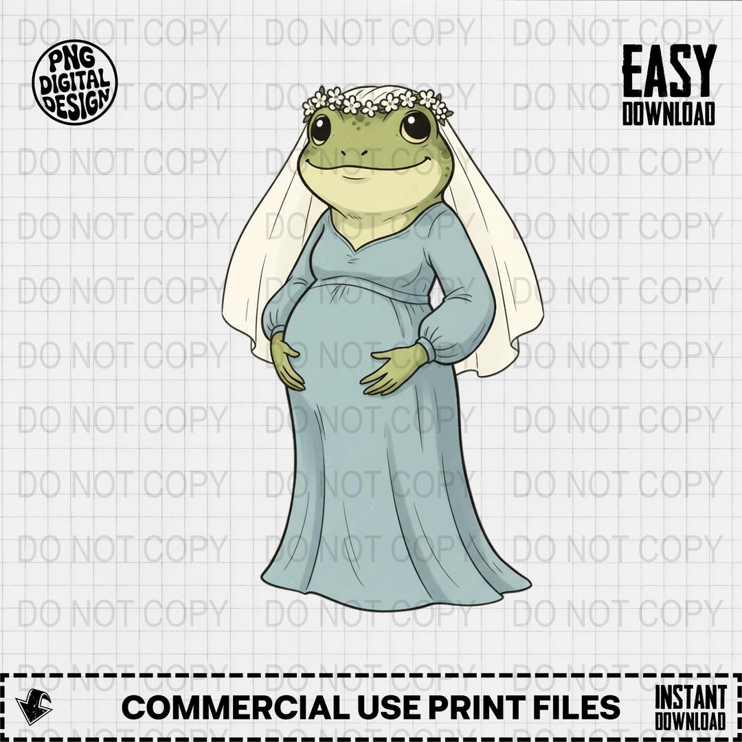 Pregnant Frog Bride PNG, Cute Animal Digital Art, Printable Clipart ...