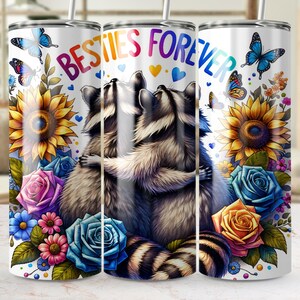 Raccoon BFF&#39;s 20 oz Skinny Tumbler Sublimation Design Digital Download PNG Instant digital only, Tumbler Wrap, Tumbler Png,