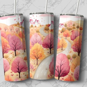 Fall Landscape 20 oz Skinny Tumbler Sublimation Design, Straight & Tapered Wrap, Tumbler Wrap, Tumbler Png, Instant Download
