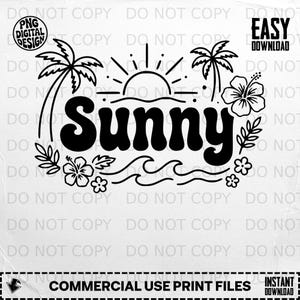 Archivo de diseño gráfico SVG soleado, olas de playa de verano tropical, palmera y flor de hibisco para Cricut Silhouette.