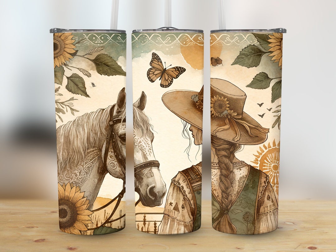 Sunflower Country Girl Tumbler Design: 20 Oz Skinny Tumbler Wrap ...