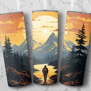 Hiking 20 oz Skinny Tumbler Sublimation Design, Straight & Tapered Wrap, Tumbler Wrap, Tumbler Png, Instant Download
