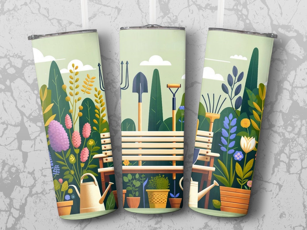 Gardening Tumbler Sublimation Design: 20oz Skinny Tumbler Wrap (digital ...