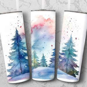 Watercolor Christmas Tree 20 oz Tumbler Sublimation Design (Digital Download)