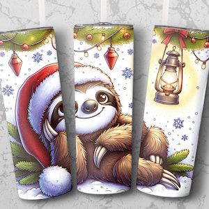 Christmas Sloth 20 oz Tumbler Sublimation Design (Digital Download)