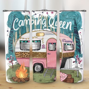 Camping Queen 20 oz Skinny Tumbler Sublimation Design Digital Download PNG Instant digital only, Tumbler Wrap, Tumbler Png,