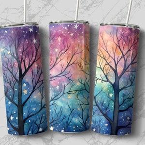 Starry Night Sky Tumbler Sublimation Design: 20 oz Skinny Wrap (Digital Download)