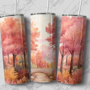 Fall Landscape 20 oz Skinny Tumbler Sublimation Design, Straight & Tapered Wrap, Tumbler Wrap, Tumbler Png, Instant Download