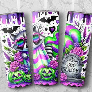 Halloween Raccoon 20 oz Skinny Tumbler Sublimation Design Digital Download PNG Instant digital only, Tumbler Wrap, Tumbler Png,