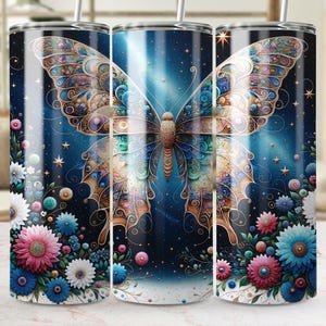 Floral Butterfly Tumbler Wrap: 20 oz Sublimation Design (Digital Download)