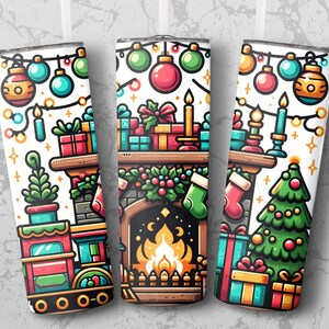 Colorful Christmas 20 oz Skinny Tumbler Sublimation Design Digital Download PNG Instant Digital Only, 20oz Skinny Tumbler Wrap Design,