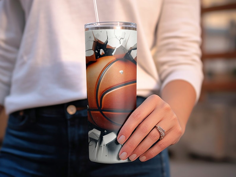 Basketball Tumbler Sublimation Design: 20oz Skinny Tumbler Wrap ...