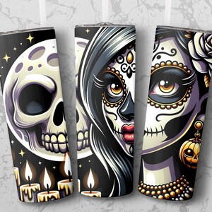 Day of the Dead 20 oz Skinny Tumbler Sublimation Design, Straight & Tapered Wrap, Tumbler Wrap, Tumbler Png, Instant Download