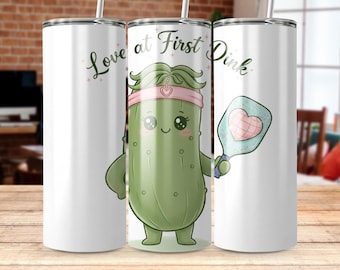 Liebe auf den ersten Dink, Pickleball 20 Unzen Tumbler Wrap, lustige Gurke Digitaler Download, Pickleball Liebhaber Geschenk, Sublimationsdesign PNG