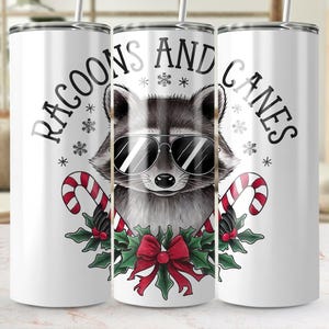 Funny Christmas Raccoon 20 oz Skinny Tumbler Sublimation Design Digital Download PNG Instant digital only, Tumbler Wrap, Tumbler Png,