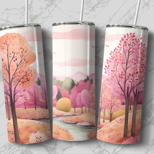 Fall Landscape 20 oz Skinny Tumbler Sublimation Design, Straight & Tapered Wrap, Tumbler Wrap, Tumbler Png, Instant Download