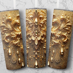 Tumbler sottile da 20 once con glitter oro Design a sublimazione Download digitale solo png Design avvolgente istantaneo per tumbler sottile da 20 once, PNG