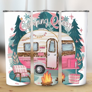 Camping Queen 20 oz Skinny Tumbler Sublimation Design Digital Download PNG Instant digital only, Tumbler Wrap, Tumbler Png,