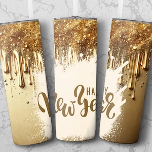 Happy New Year 20 oz Skinny Tumbler Sublimation Design Digital Download Only png Instant 20oz Skinny Tumbler Wrap Design, PNG