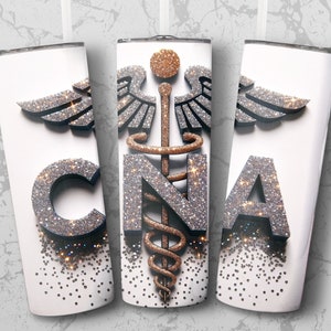 Glitter CNA 20 oz Skinny Tumbler Sublimation Design, Straight & Tapered Wrap, Tumbler Wrap, Tumbler Png, Instant Download