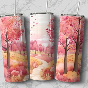 Fall Landscape 20 oz Skinny Tumbler Sublimation Design, Straight & Tapered Wrap, Tumbler Wrap, Tumbler Png, Instant Download