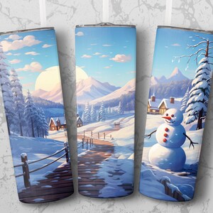 Christmas Snowman Tumbler Sublimation Design: Straight & Tapered Wrap (Digital Download)
