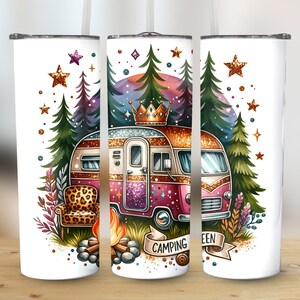 Camping Queen 20 oz Skinny Tumbler Sublimation Design Digital Download PNG Instant digital only, Tumbler Wrap, Tumbler Png,