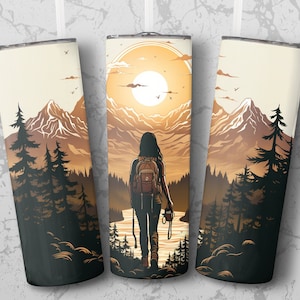 Hiking 20 oz Skinny Tumbler Sublimation Design, Straight & Tapered Wrap, Tumbler Wrap, Tumbler Png, Instant Download